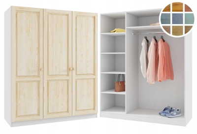 SZAFA BIAŁA PŁYTA LAMINOWANA + DREWNO SOSNOWE KOLOR 150/180 PÓŁKI+DRĄŻEK