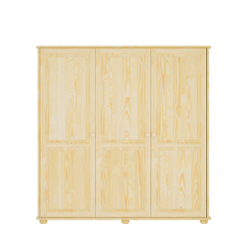 Szafa sosnowa 175x60x180 cm z trzema drzwiami, wykonana z litego drewna sosnowego, naturalne wykończenie.