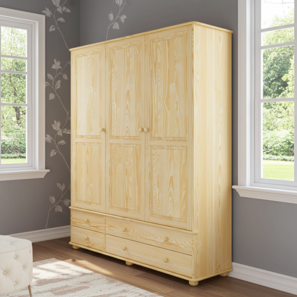 Szafa sosnowa z litego drewna 175x60x220 cm, lakier ekologiczny, naturalne wybarwienie, solidne wykonanie od polskiego producenta.