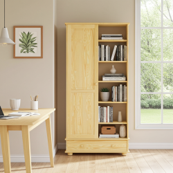 Regał sosnowy 100x35x200 z przegrodą i drzwiami